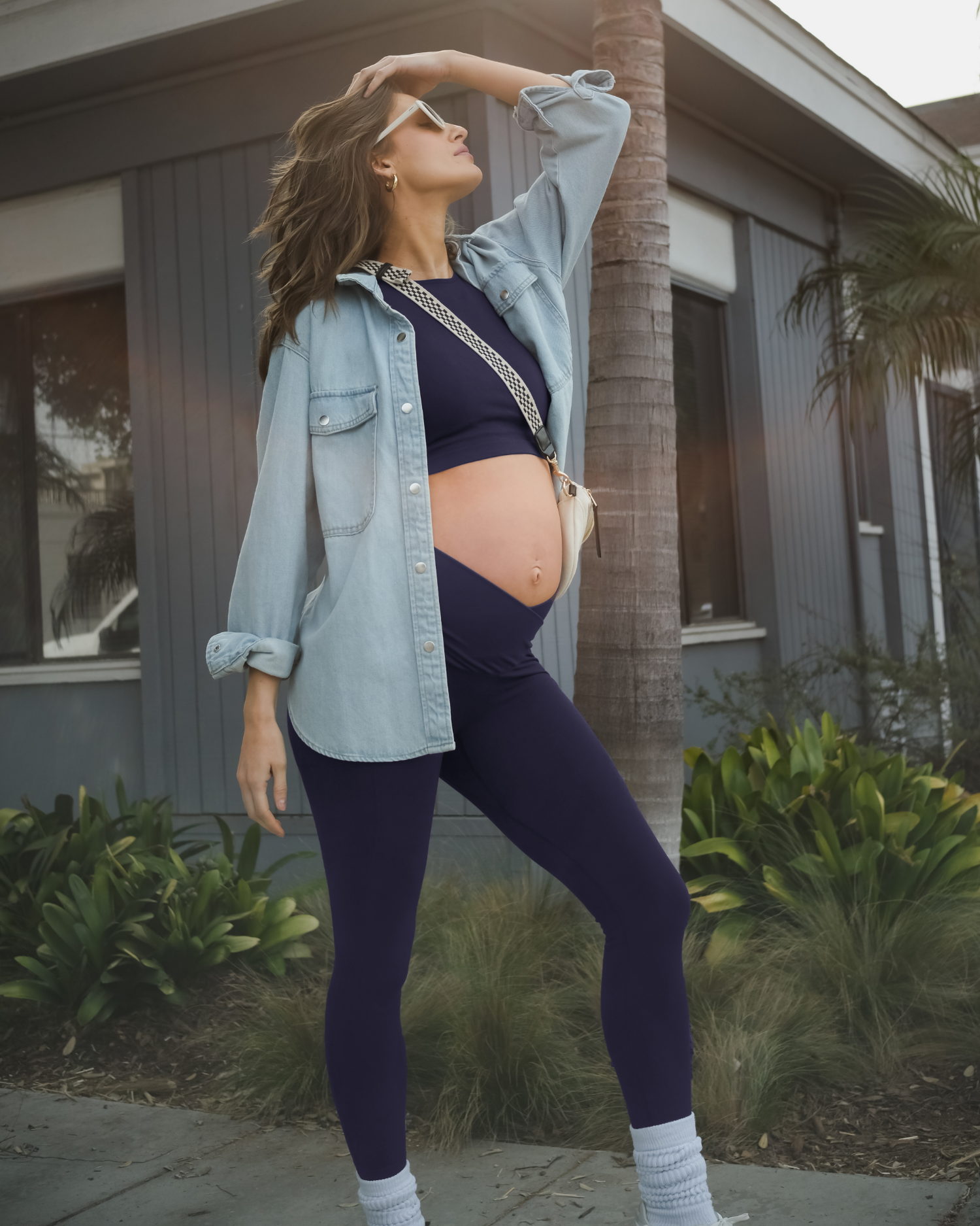 Sublime® Bamboo Maternity & Nursing Longline Bra Top | Navy