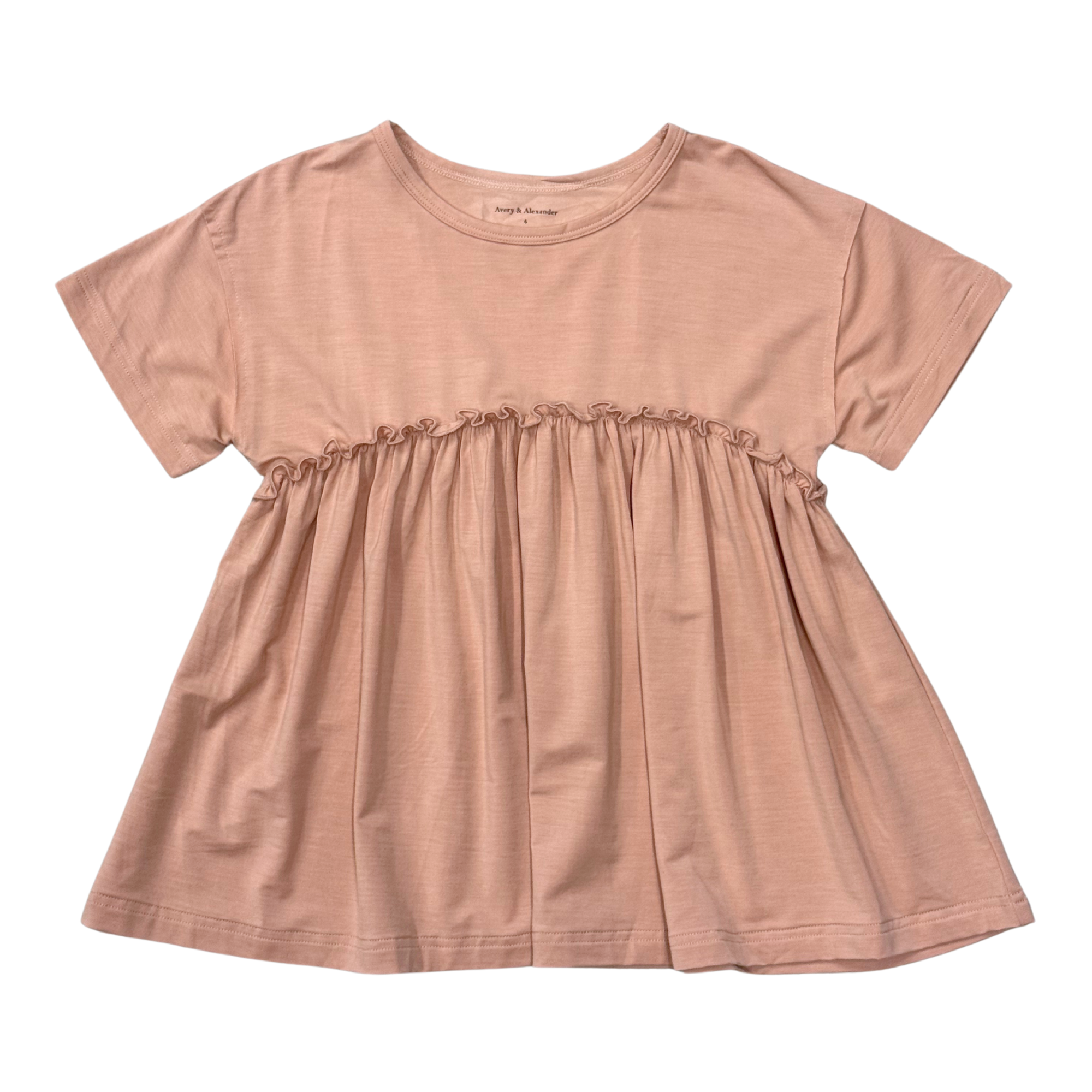 Girls Loose Short Sleeve Top In Rose Cloud