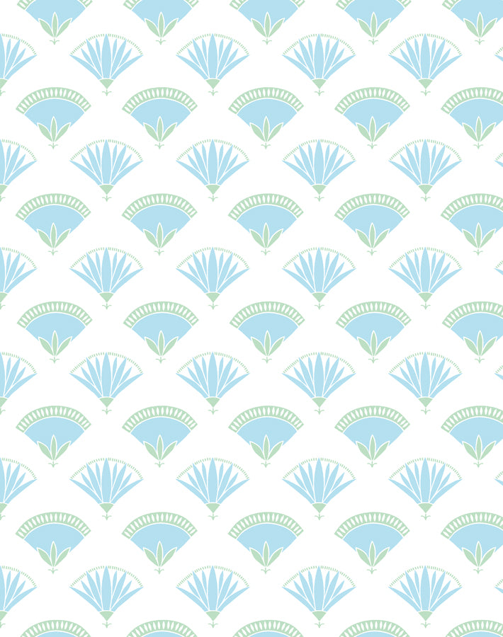 'lotus Papyrus' Wallpaper By Tea Collection - Blue Green