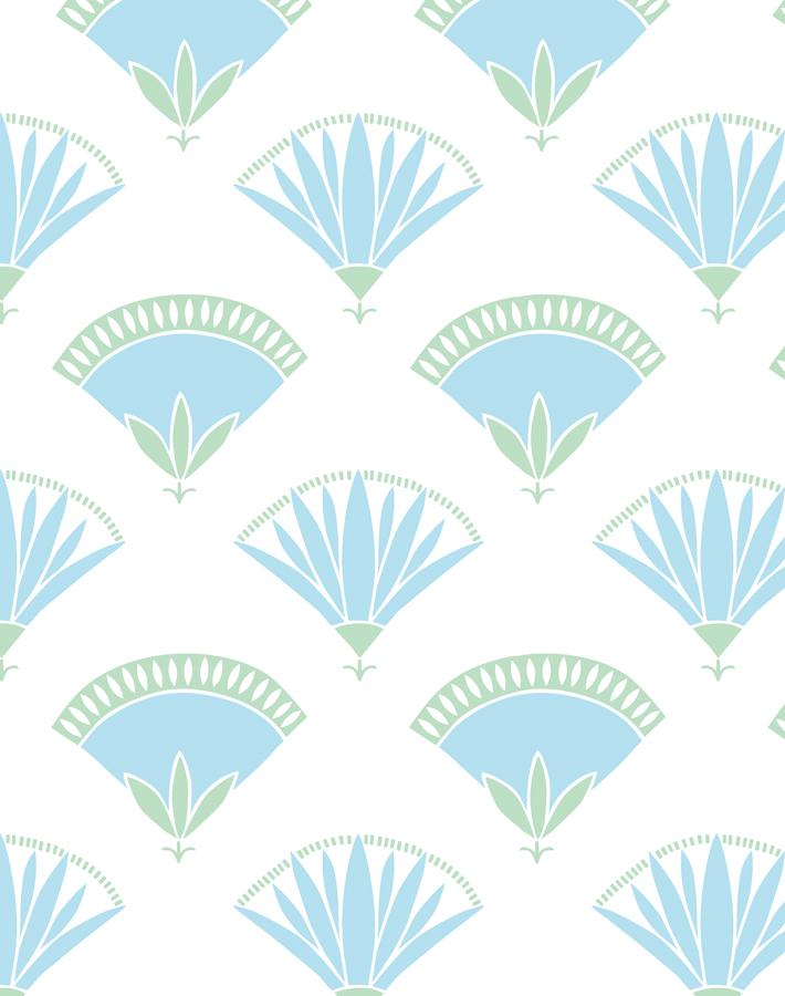 'lotus Papyrus' Wallpaper By Tea Collection - Blue Green