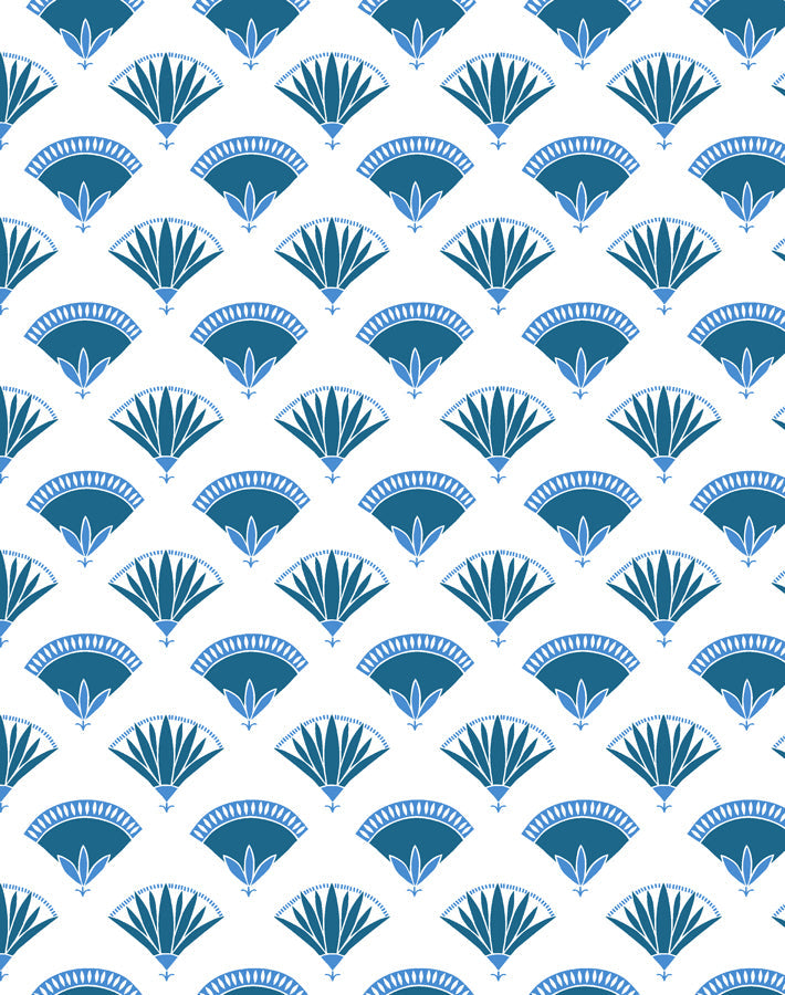 'lotus Papyrus' Wallpaper By Tea Collection - Cadet Blue