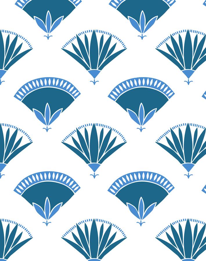 'lotus Papyrus' Wallpaper By Tea Collection - Cadet Blue