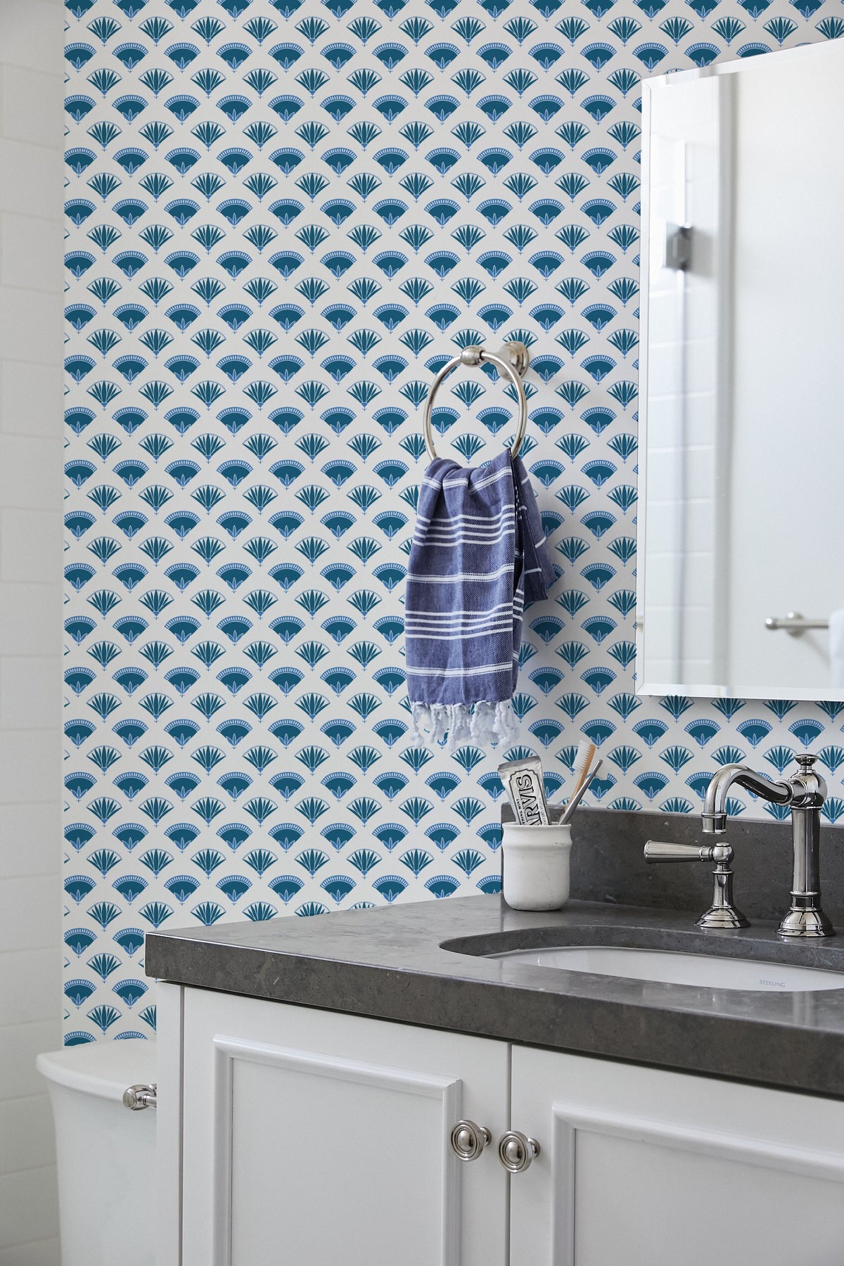 'lotus Papyrus' Wallpaper By Tea Collection - Cadet Blue