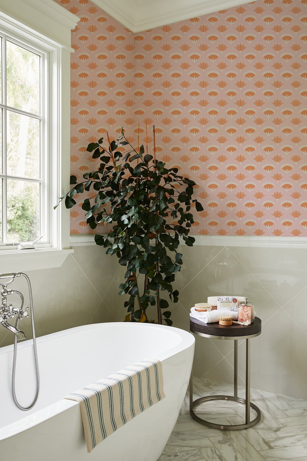 'lotus Papyrus' Wallpaper By Tea Collection - Creamsicle