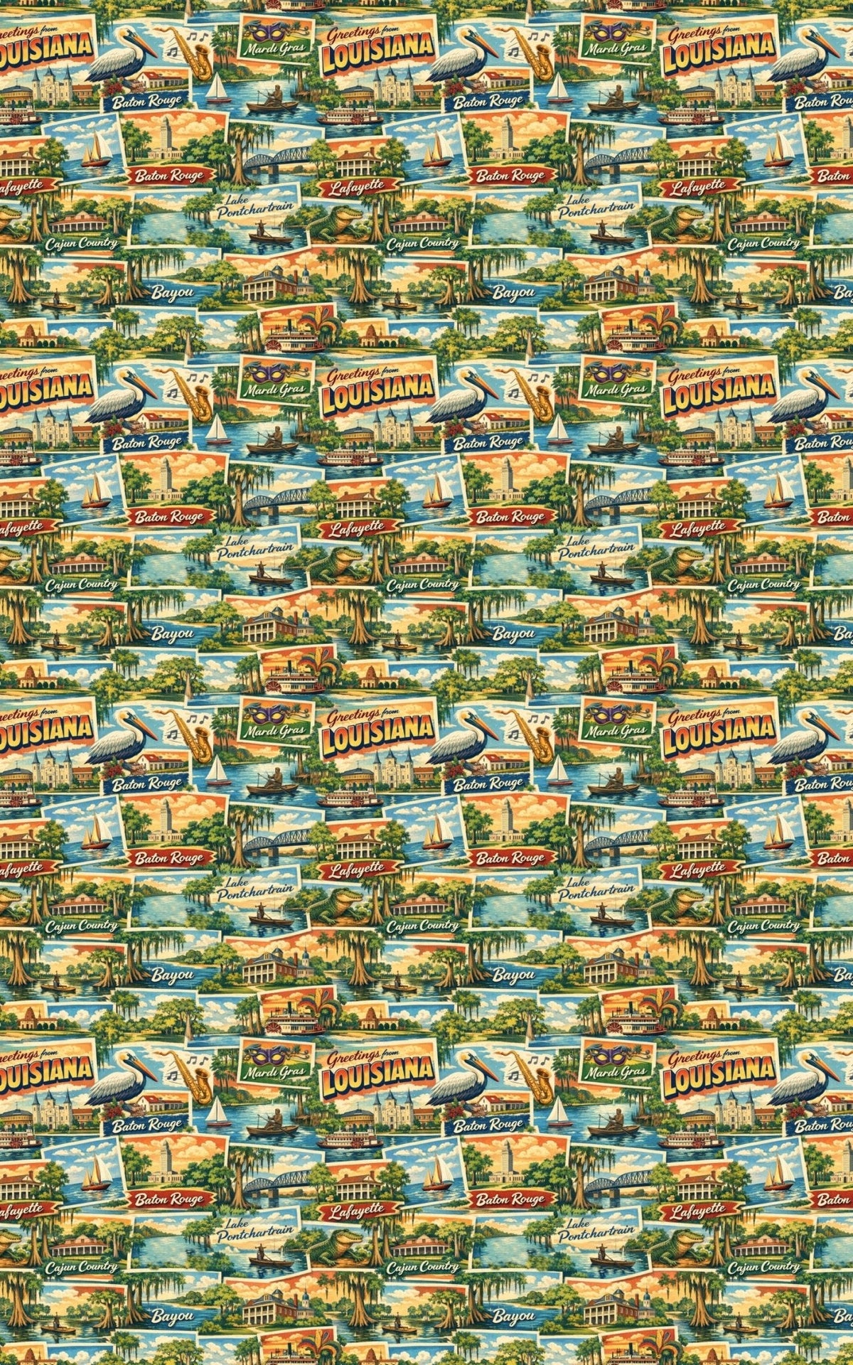 Louisiana Postcard Memories Wrapping Paper