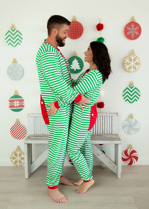 Adult Unisex Basics Faux Butt Flap Christmas Jammies (miller Collection)