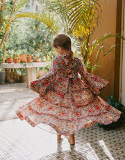 Block Printed Dress - Lucky Red Floral