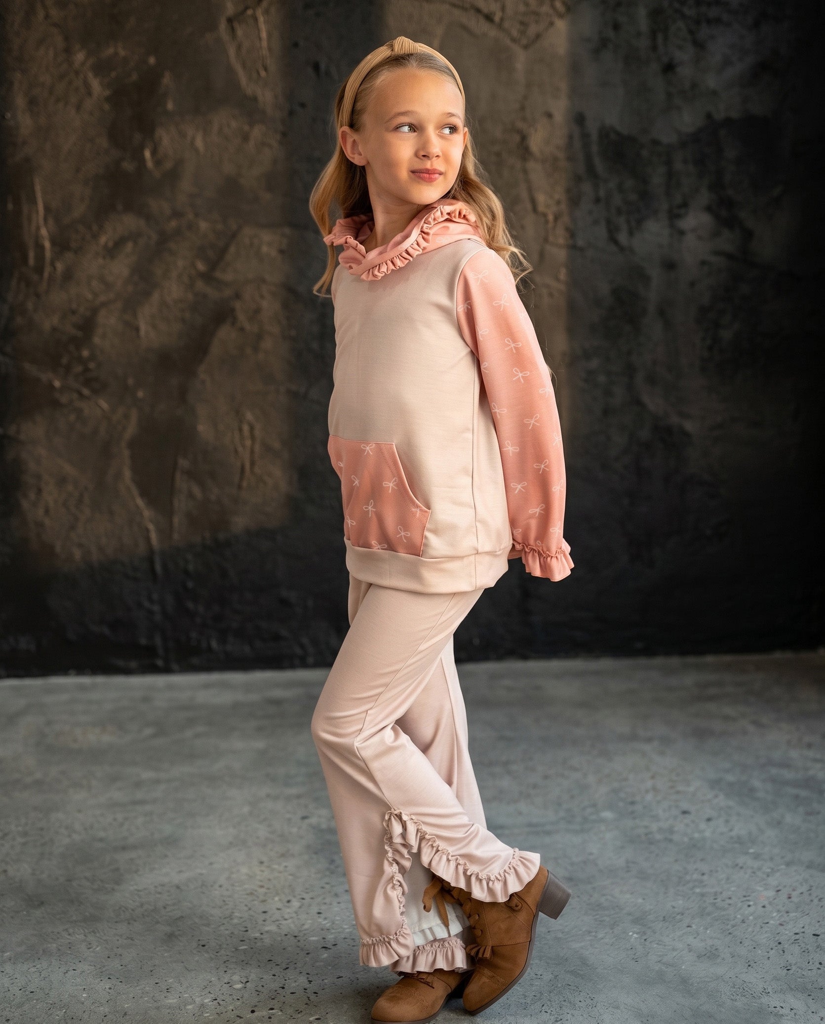 Pink Bow Lucy Hooded Set