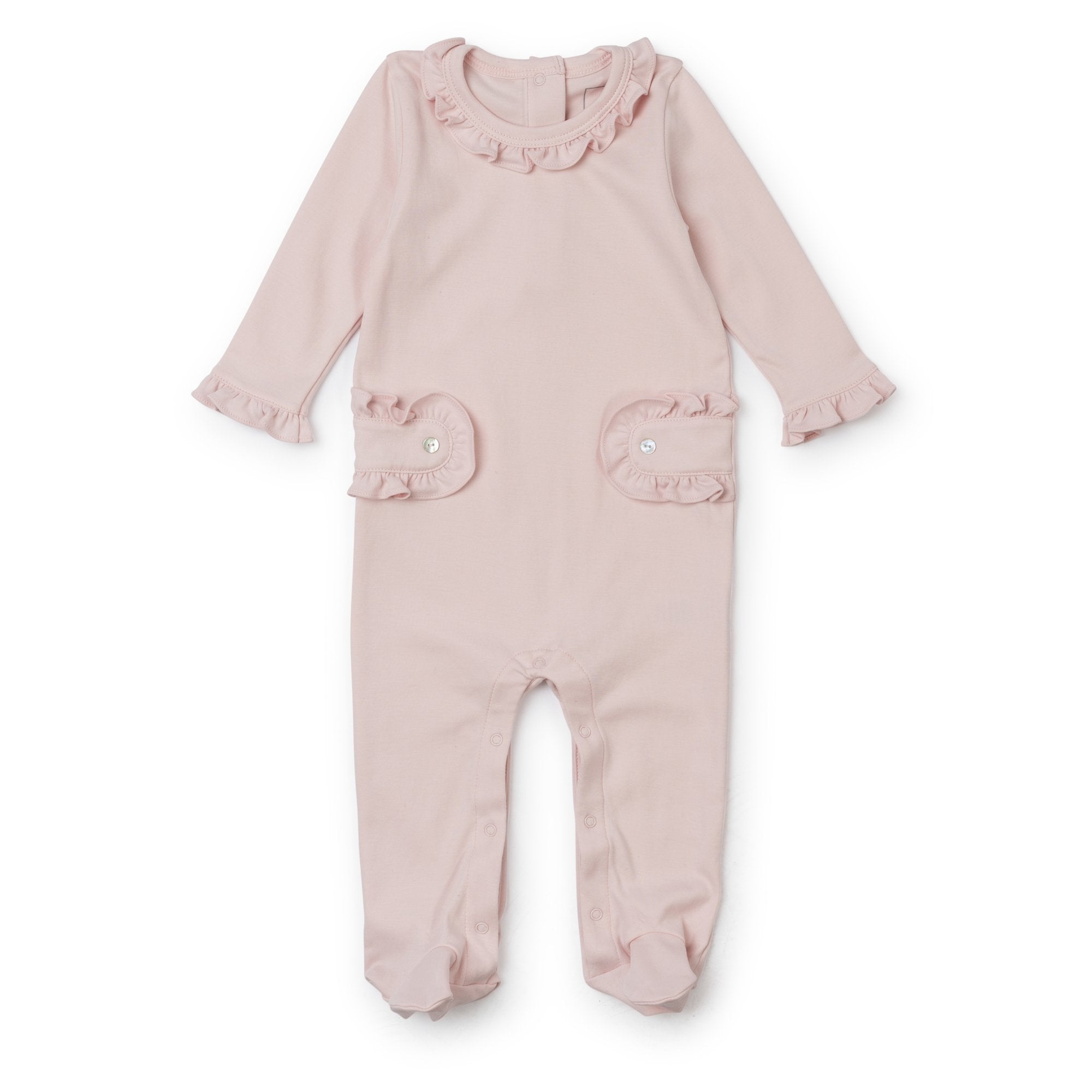 Lucy Pima Cotton Romper For Girls - Light Pink