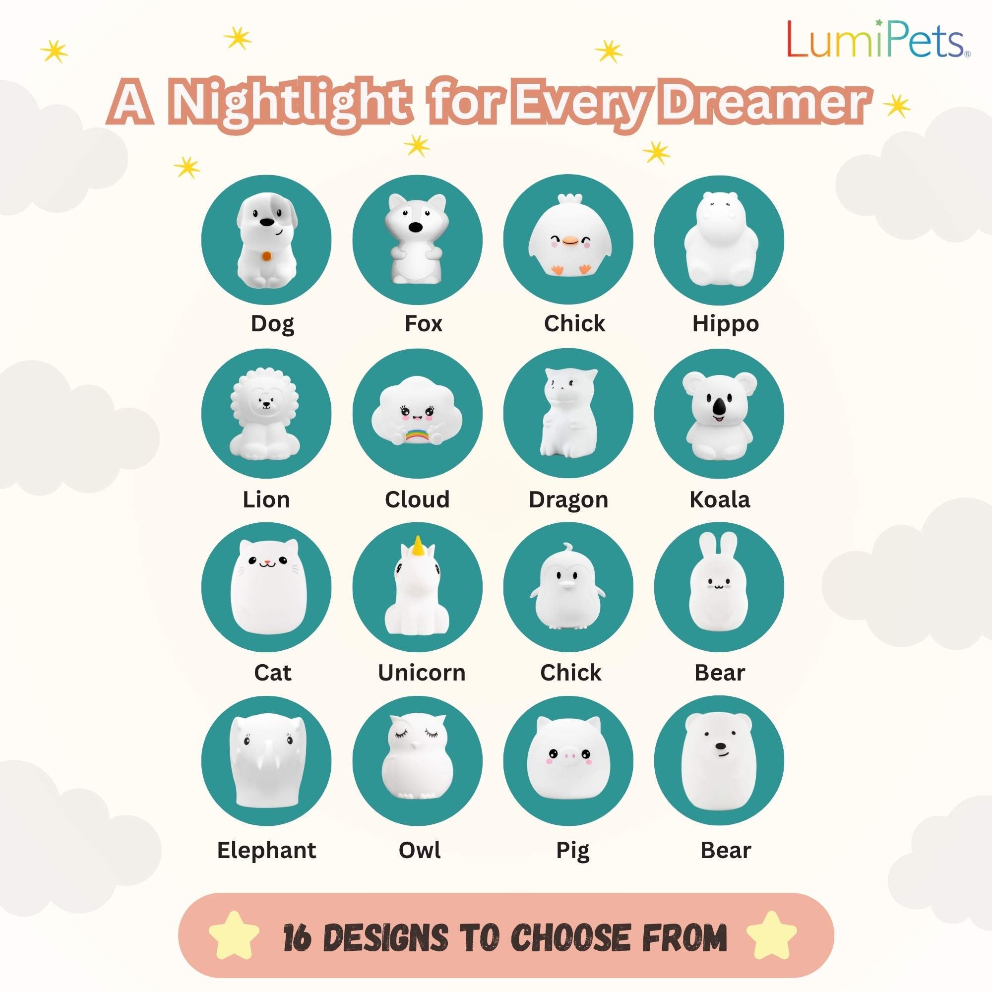 Lumipets® Benny The Bear- Children's Touch Night Light