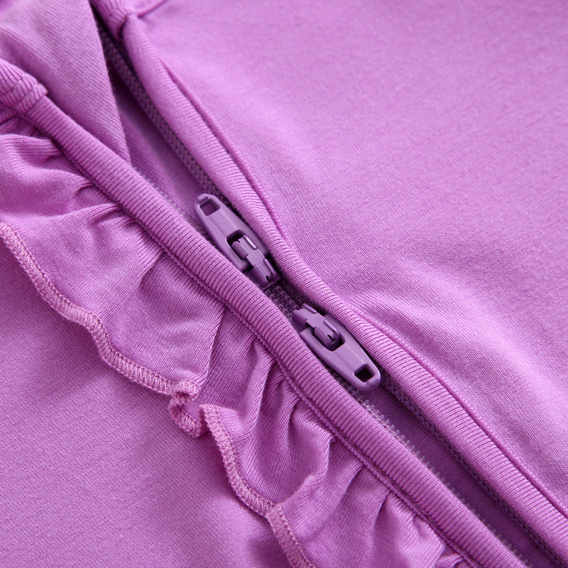 Luxie Lavender Ruffled Zipper Baby Romper