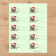Lykoi Santa Paws Gift Tag Sticker Sheet