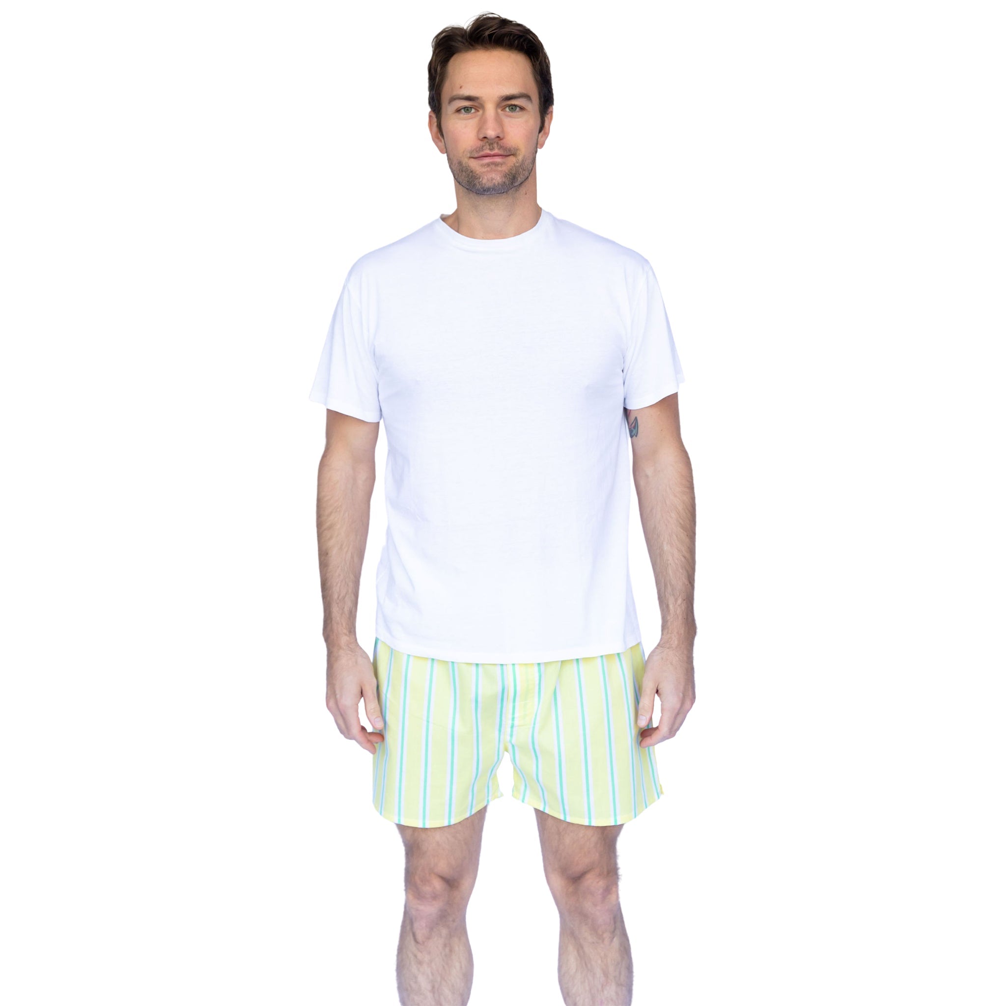 Men's Andy Cohen Yellow + Green Stripe Boxer Shorts