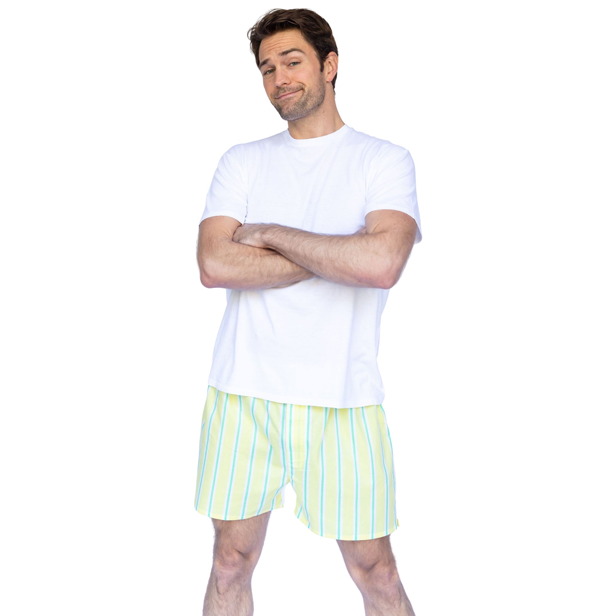 Men's Andy Cohen Yellow + Green Stripe Boxer Shorts