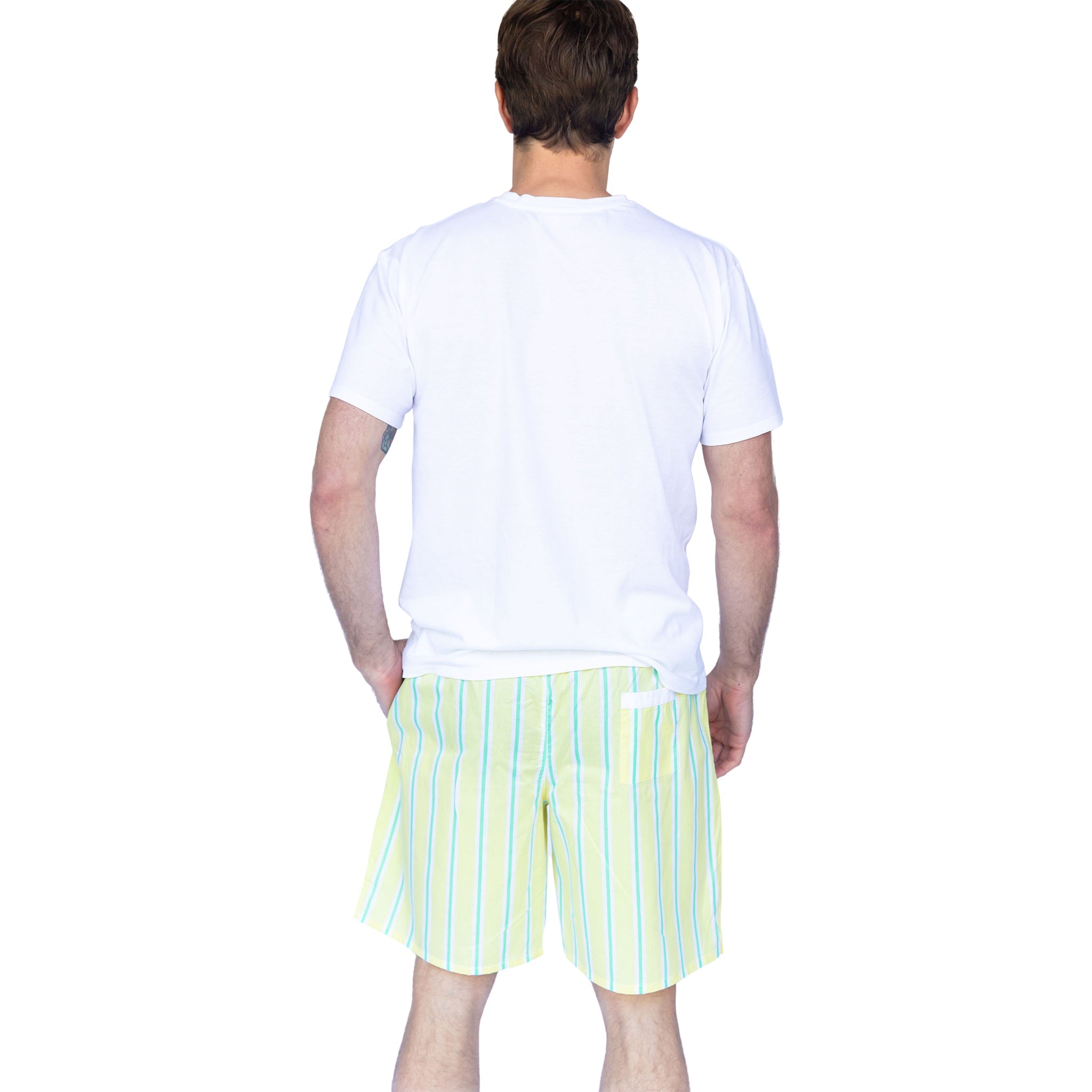 Men's Andy Cohen Yellow + Green Stripe Sleep Shorts