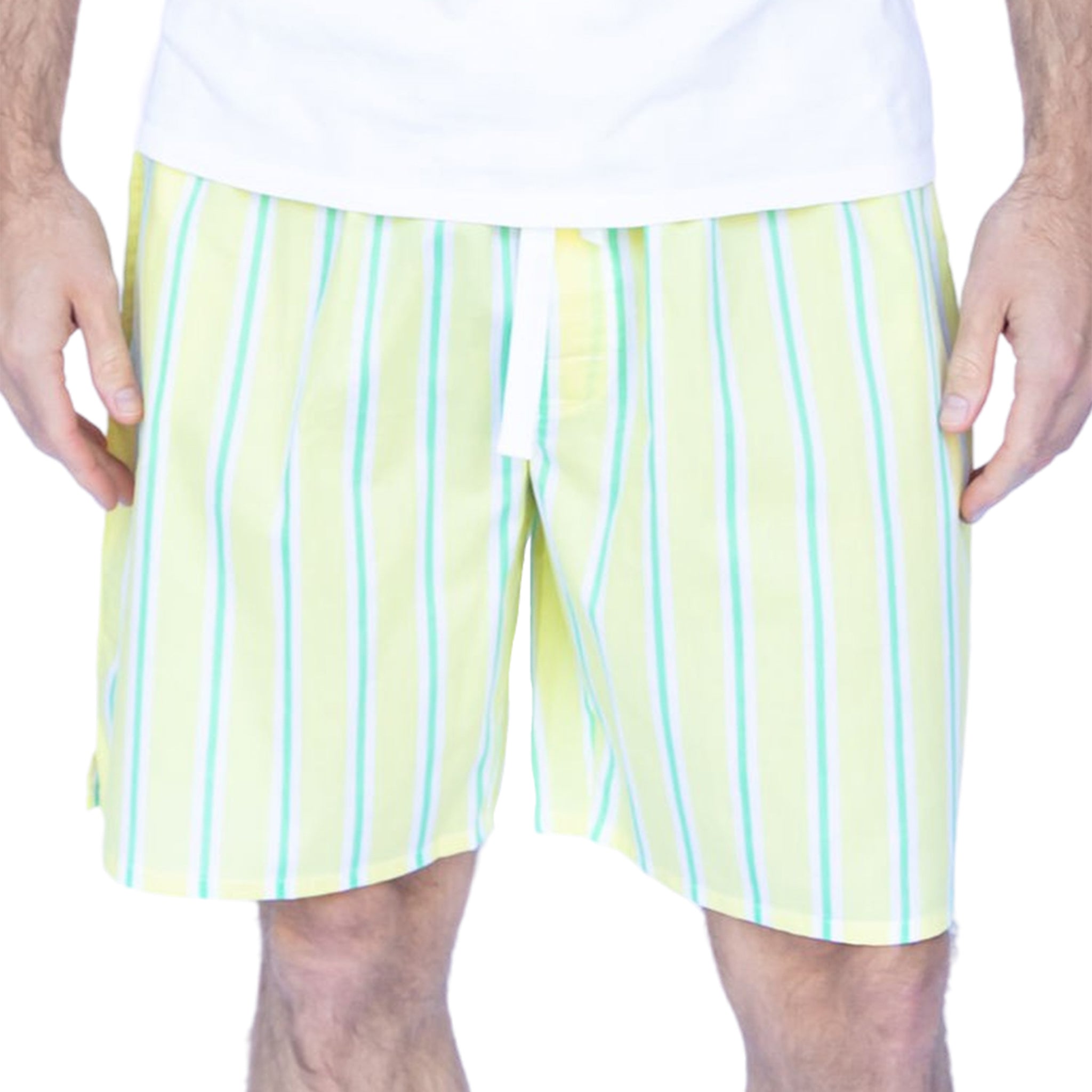 Men's Andy Cohen Yellow + Green Stripe Sleep Shorts