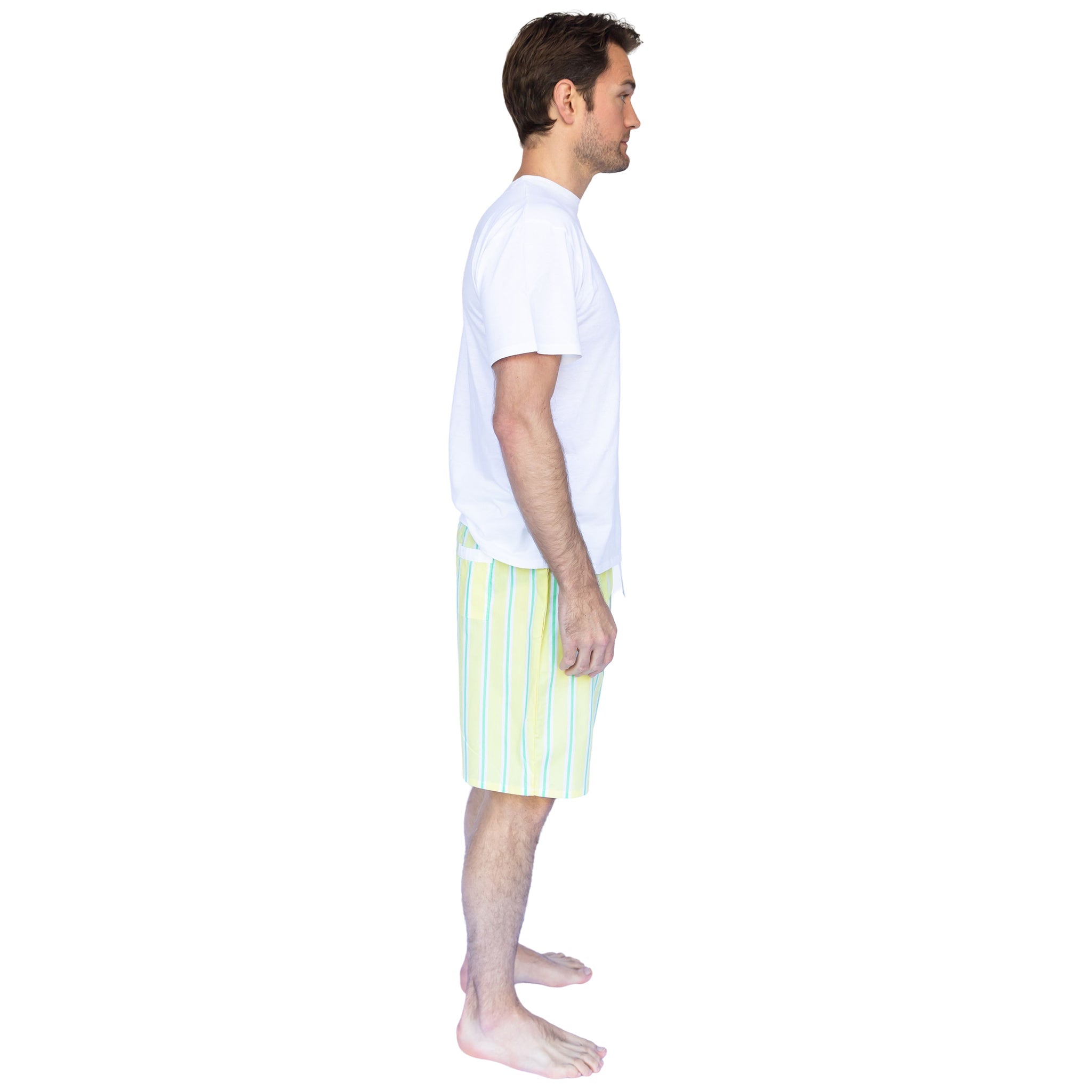 Men's Andy Cohen Yellow + Green Stripe Sleep Shorts