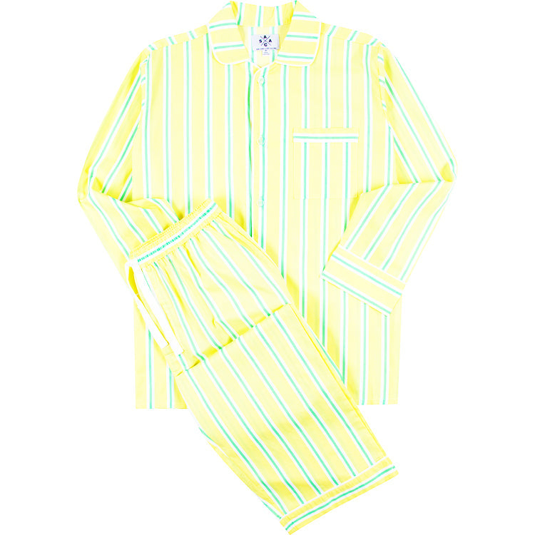 Men's Andy Cohen Yellow + Green Stripe Pj Pant Set