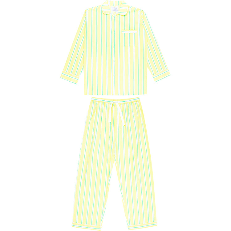 Men's Andy Cohen Yellow + Green Stripe Pj Pant Set