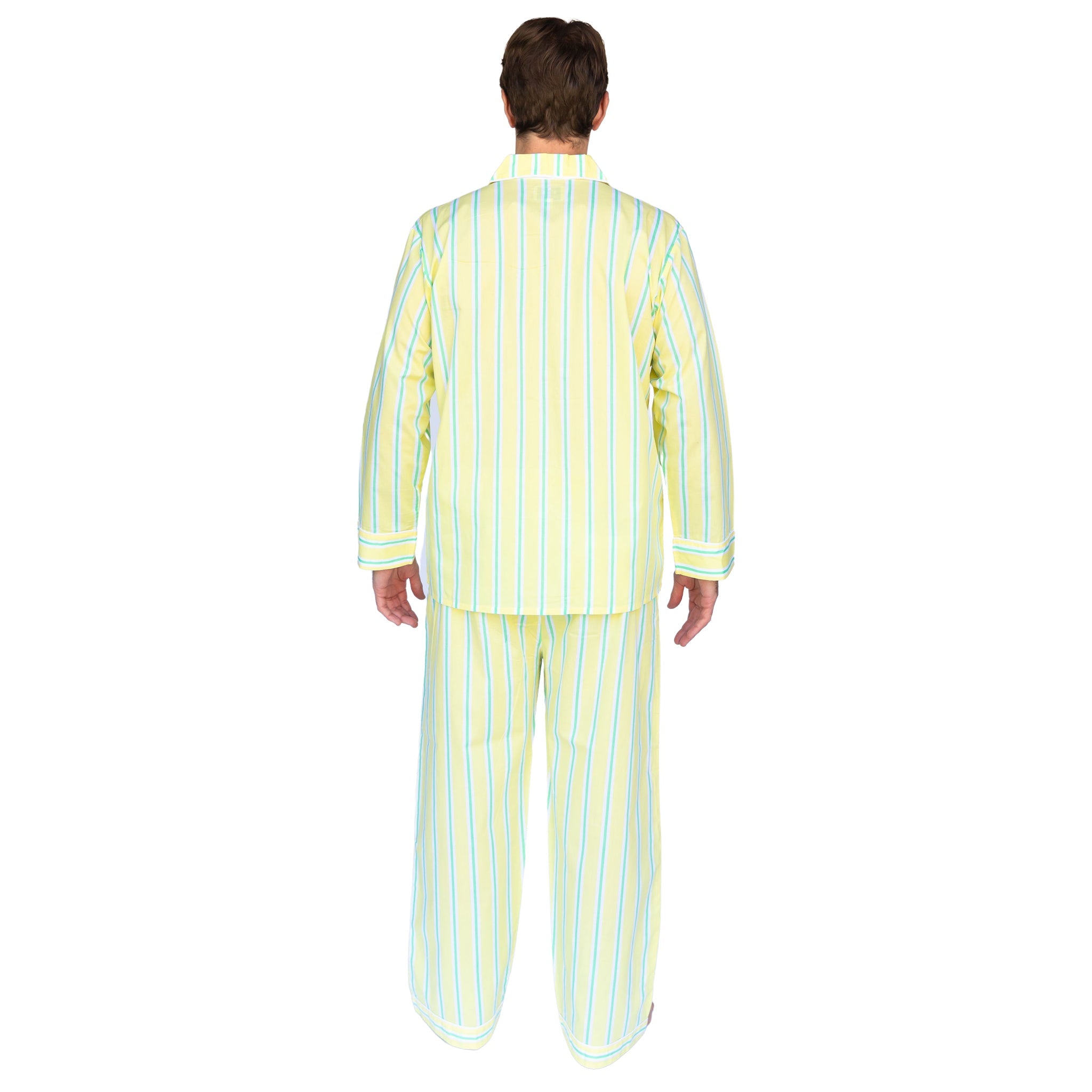 Men's Andy Cohen Yellow + Green Stripe Pj Pant Set