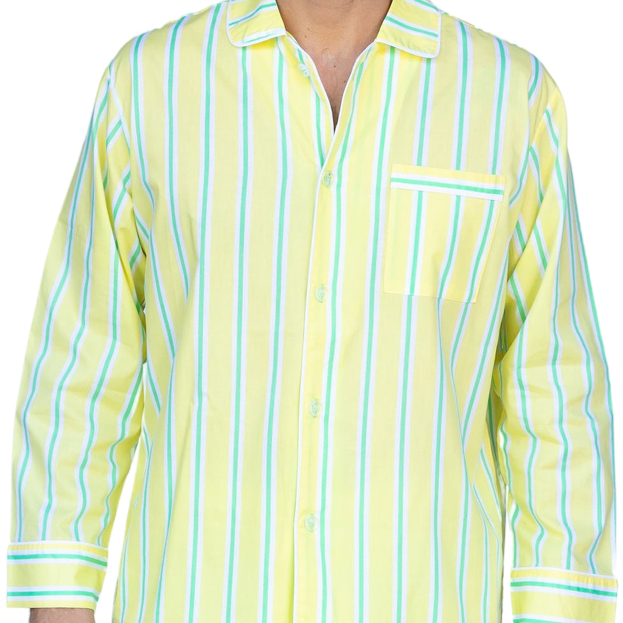 Men's Andy Cohen Yellow + Green Stripe Pj Pant Set