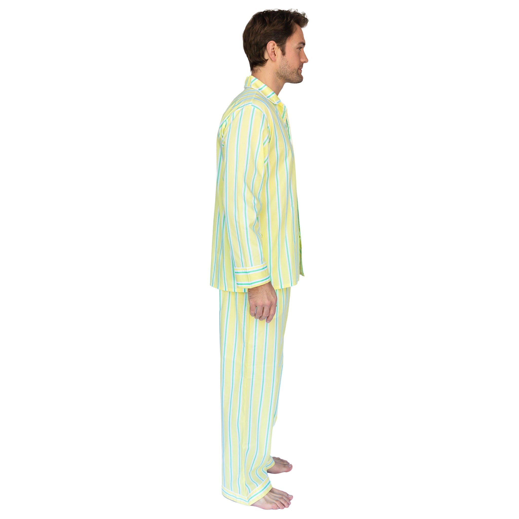 Men's Andy Cohen Yellow + Green Stripe Pj Pant Set