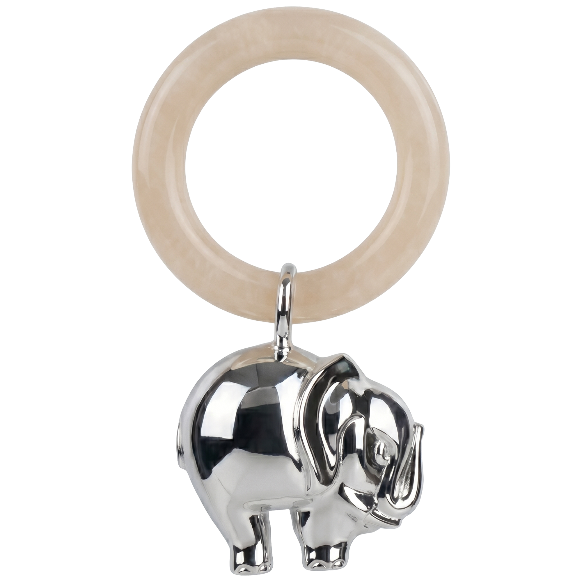 Krysaliis Sterling Silver Baby Rattle - Elephant Ring