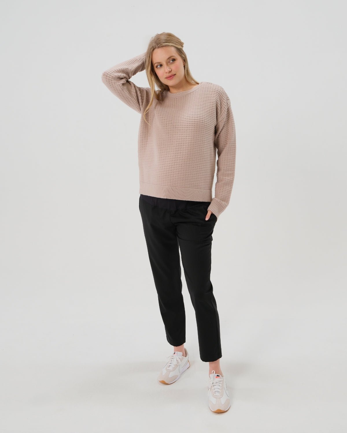 Button-shoulder Maternity & Nursing Sweater W/thumbhole Feature