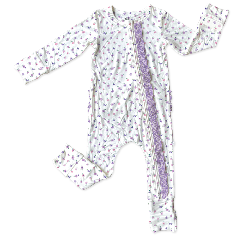 Marlee White Bamboo Ruffle Convertible Footie (pre-order)