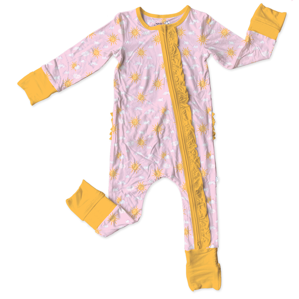 Mason Pink Bamboo Ruffle Convertible Footie