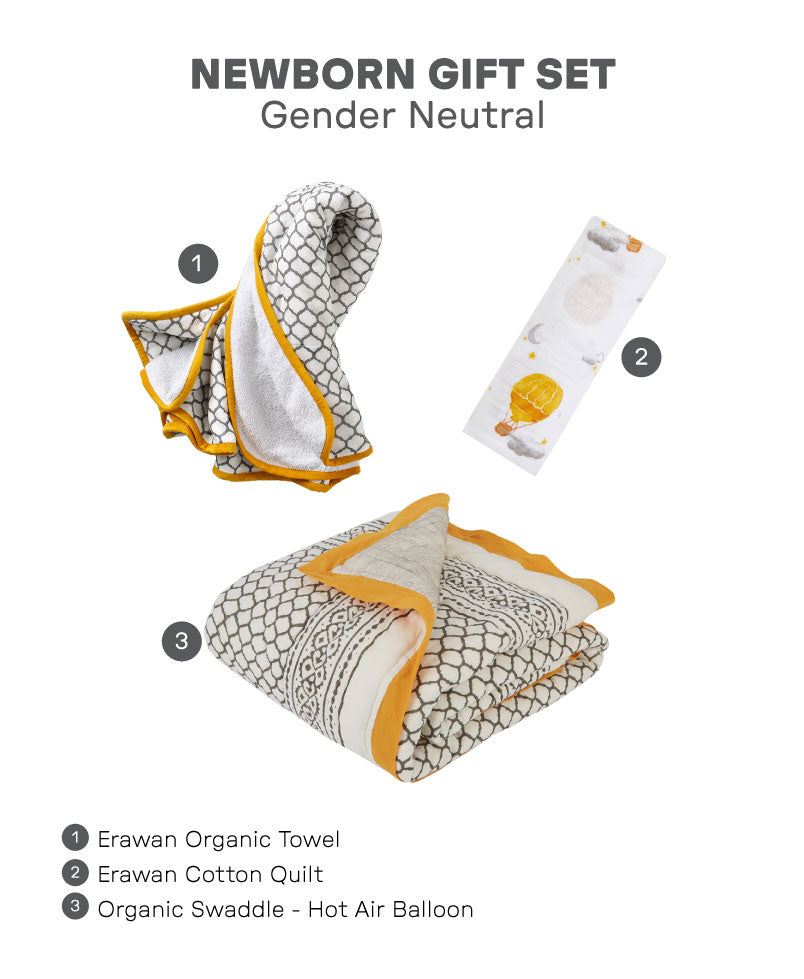 New Baby Gift Set - Yellow Mustard and Grey