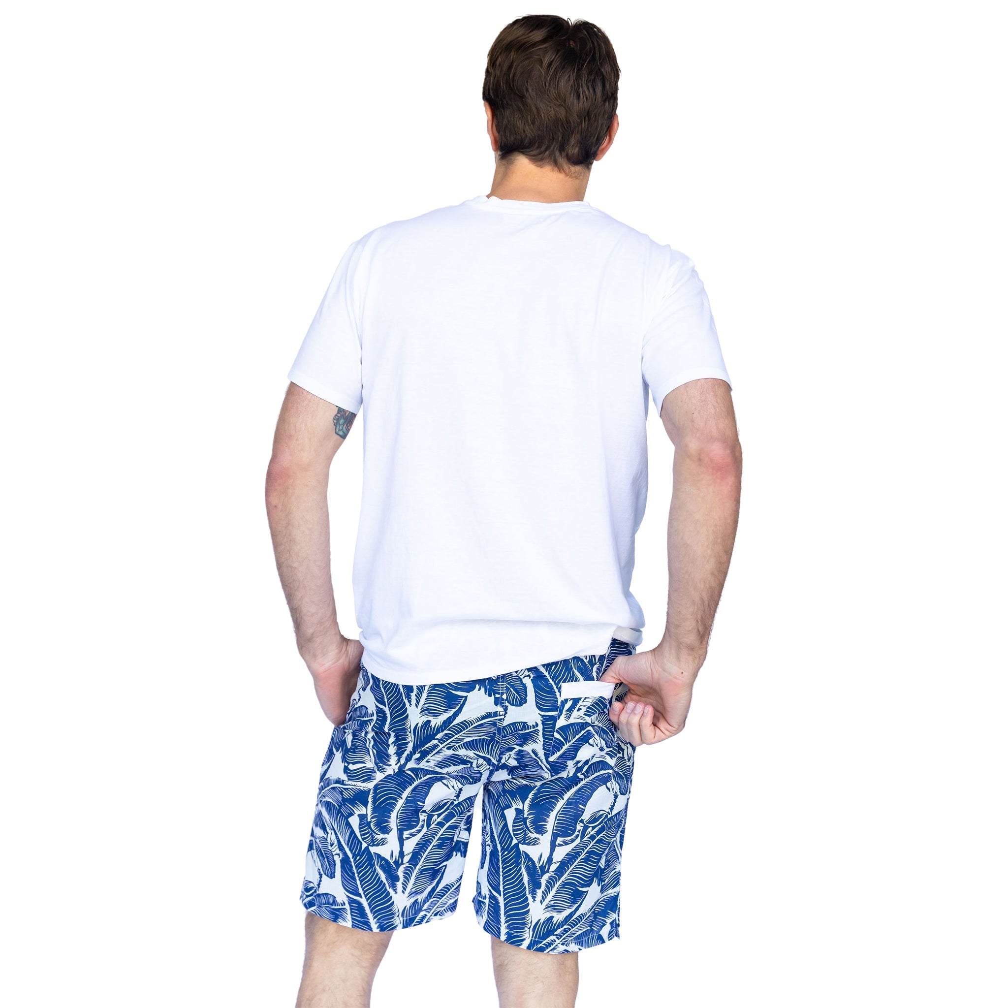 Men's Blue Martinique® Banana Leaf Sleep Shorts