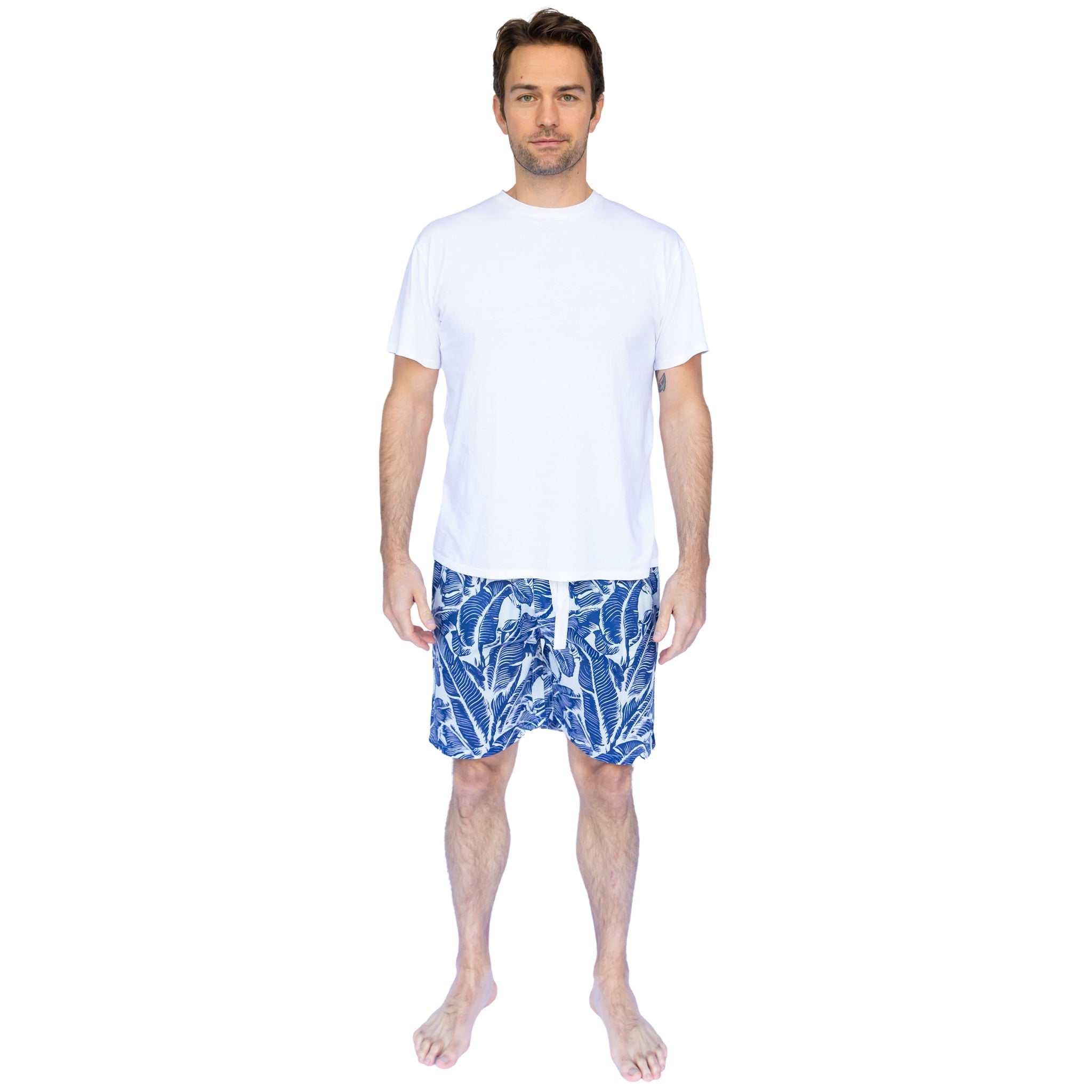 Men's Blue Martinique® Banana Leaf Sleep Shorts