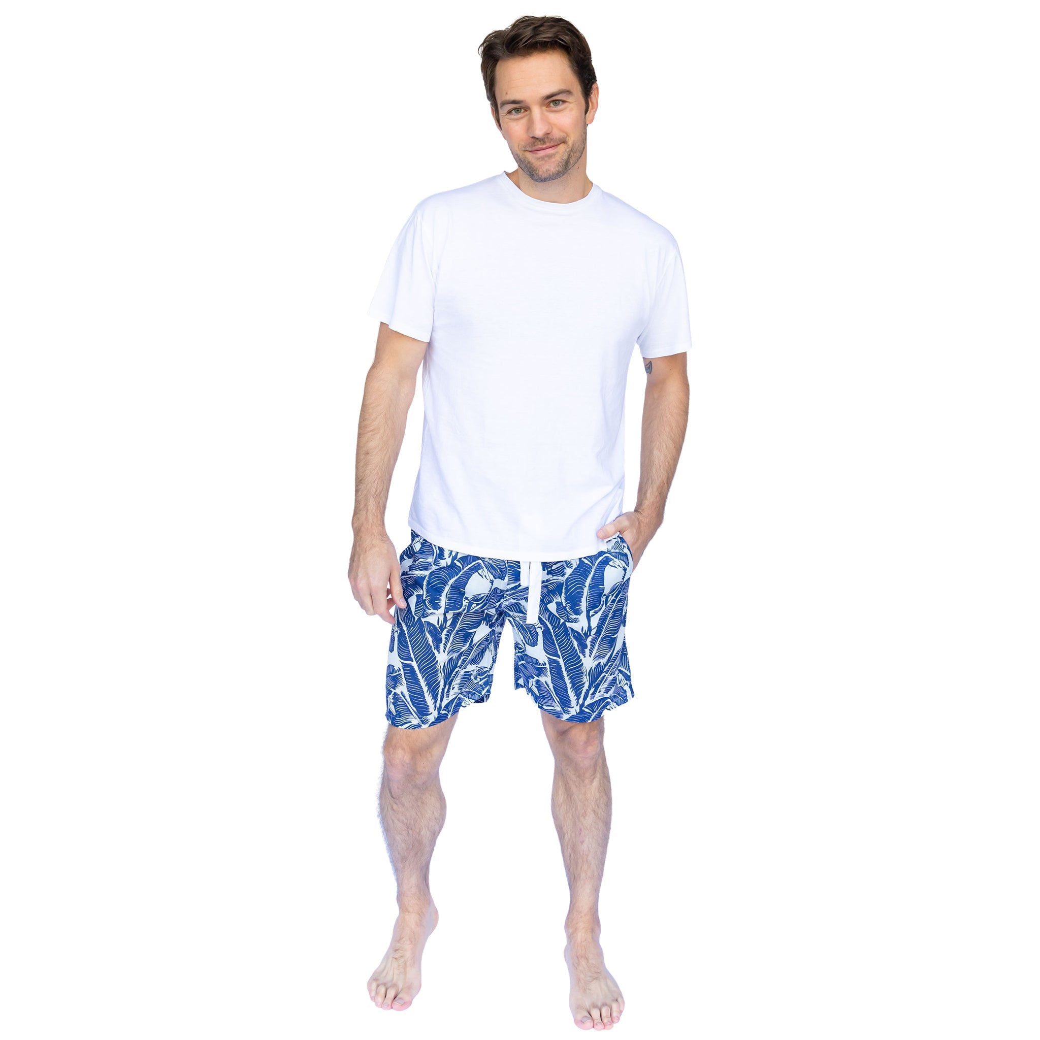 Men's Blue Martinique® Banana Leaf Sleep Shorts