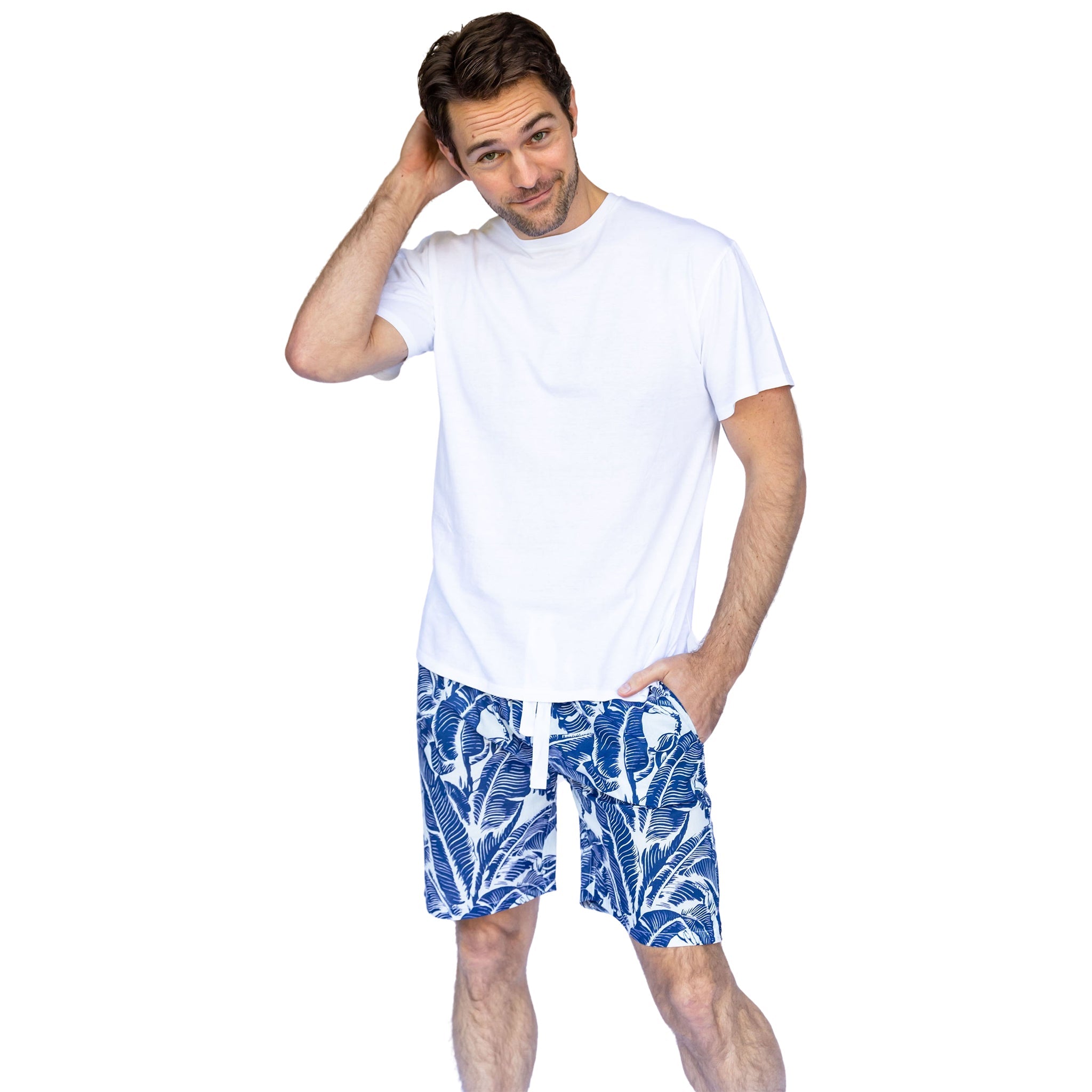 Men's Blue Martinique® Banana Leaf Sleep Shorts