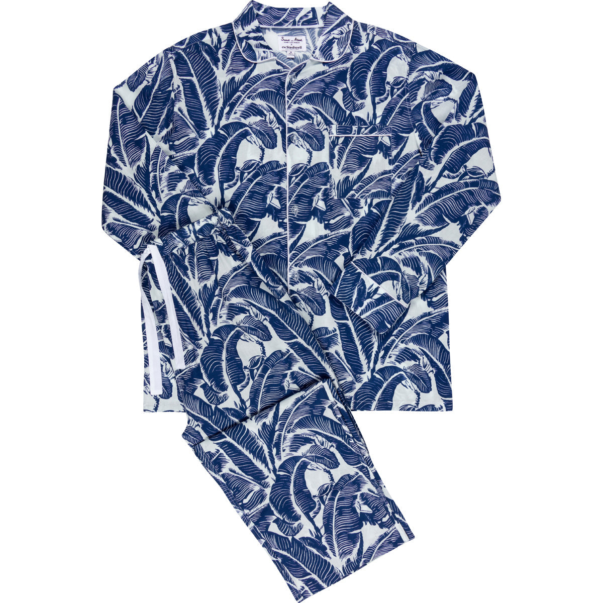 Men's Blue Martinique® Banana Leaf Long Pj Set