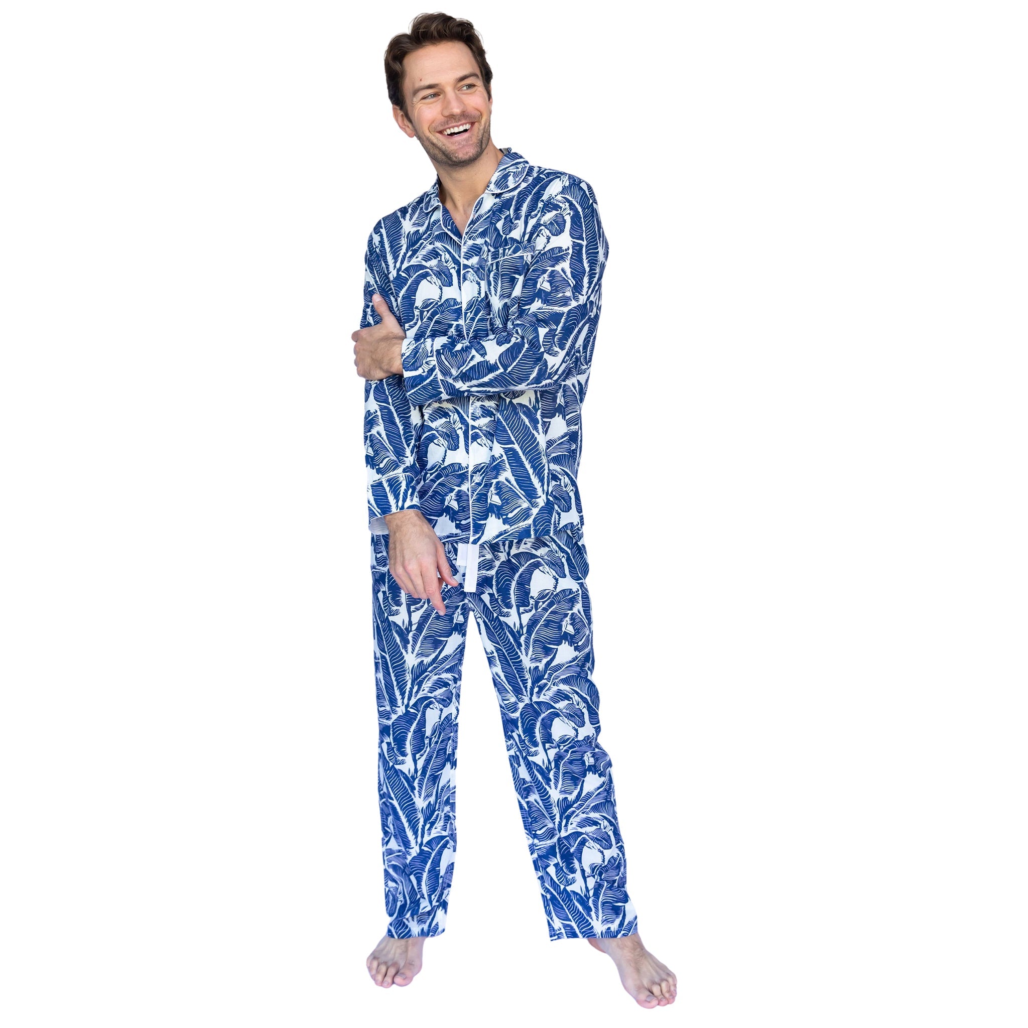 Men's Blue Martinique® Banana Leaf Long Pj Set