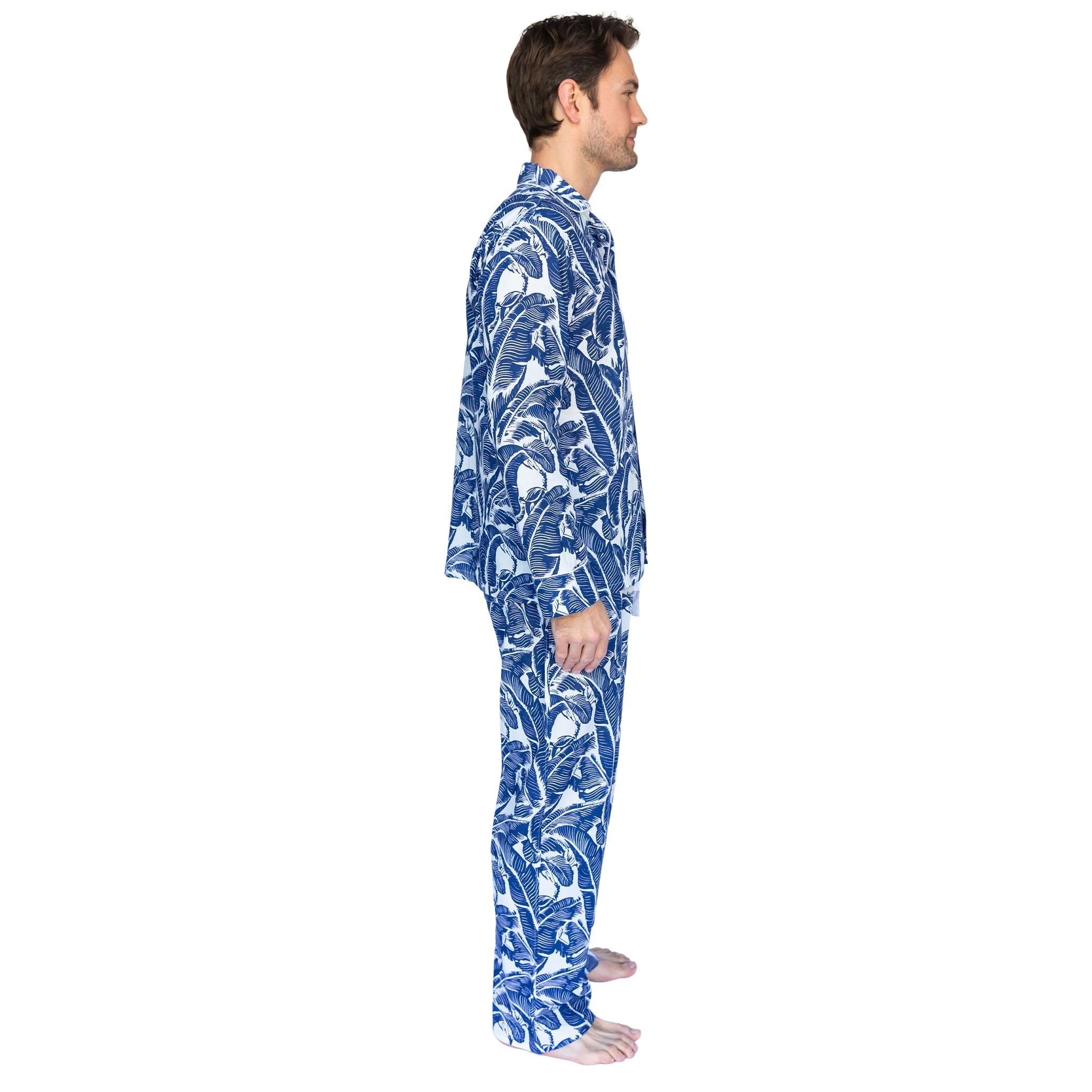 Men's Blue Martinique® Banana Leaf Long Pj Set