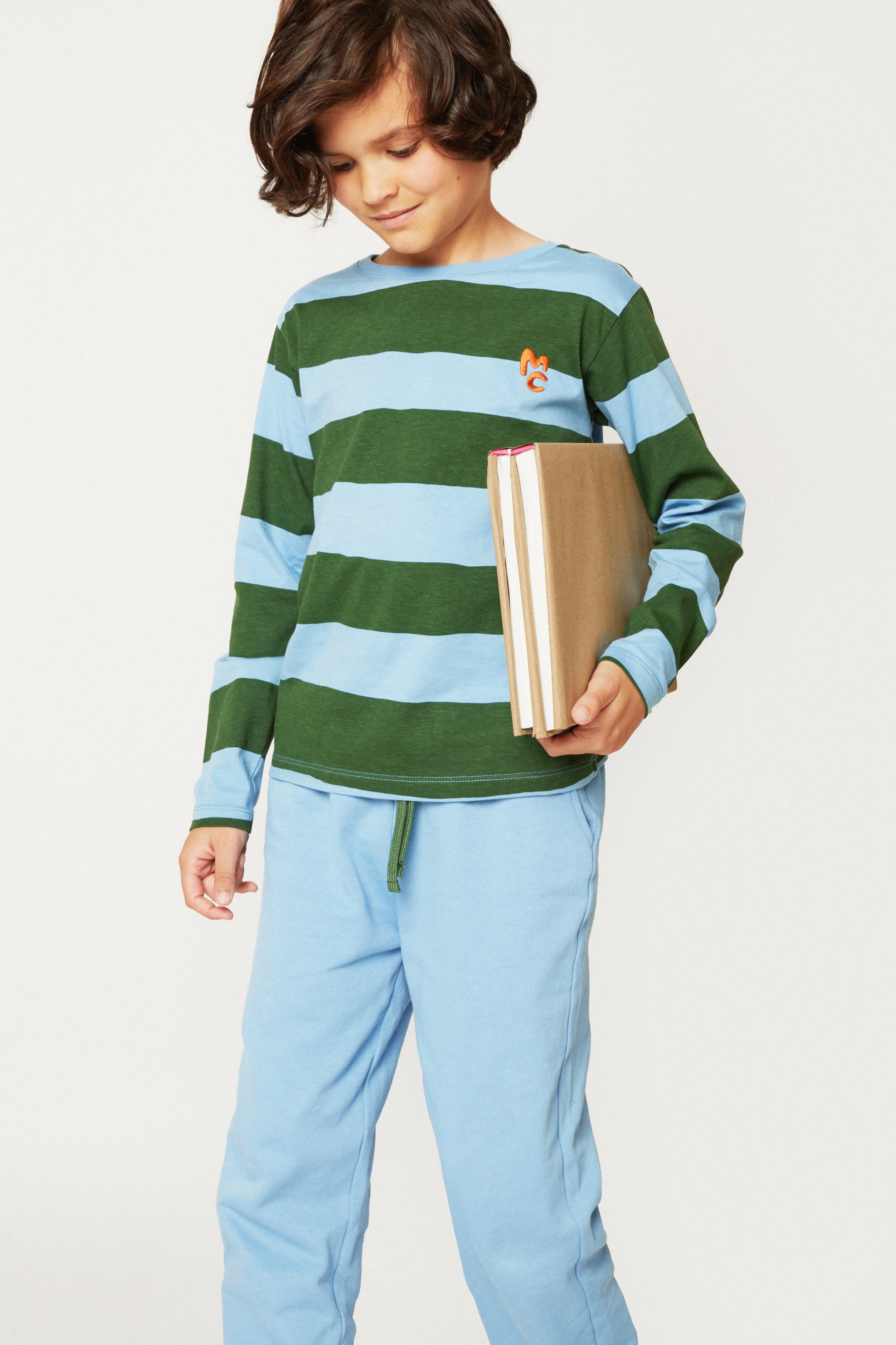 Blue & Green Rugby Stripe Long Sleeve T-shirt