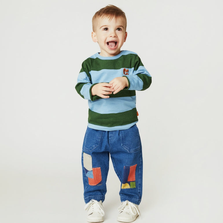 Blue & Green Rugby Stripe Long Sleeve T-shirt
