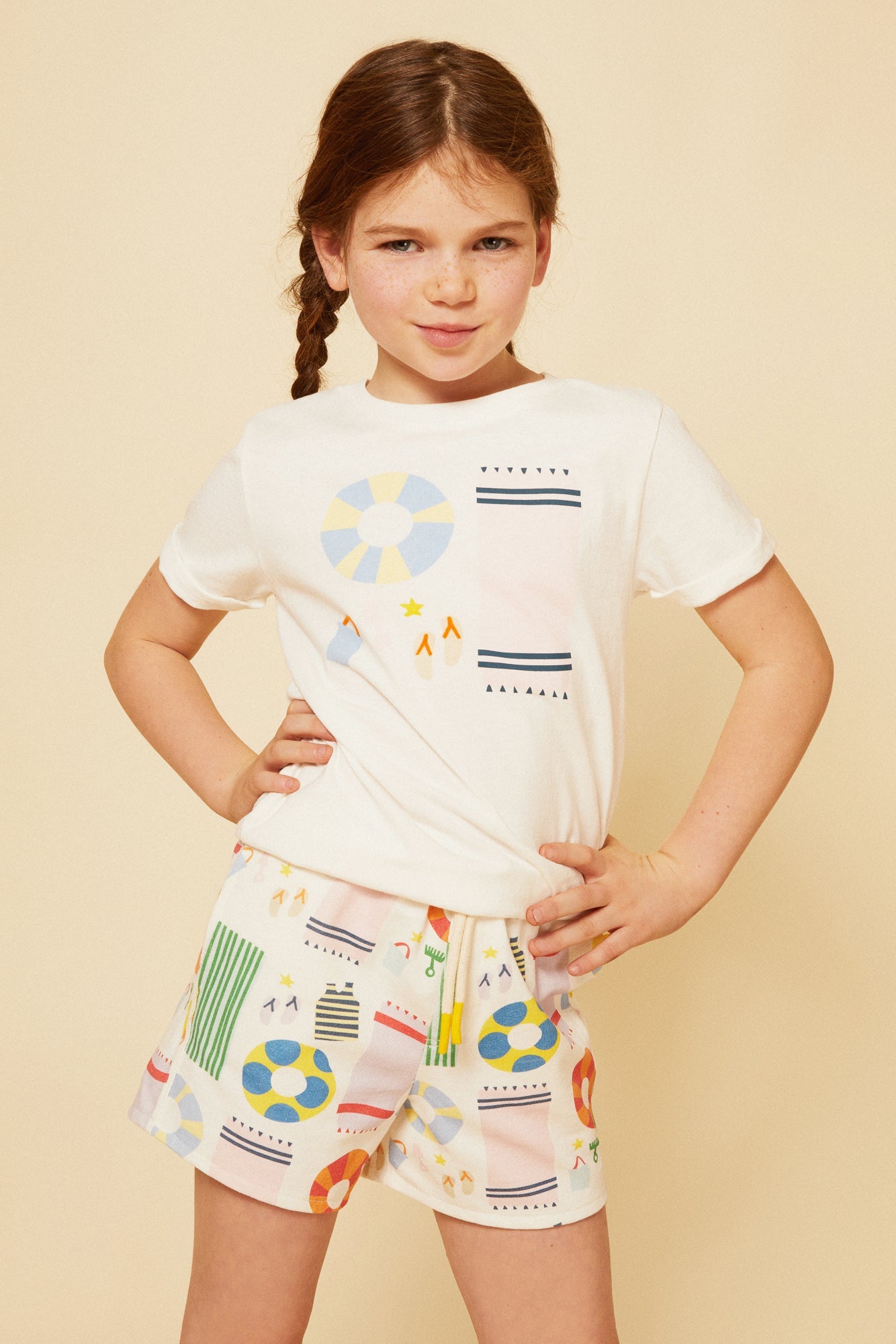 Recycled Cotton Beach Cropped Kid Short