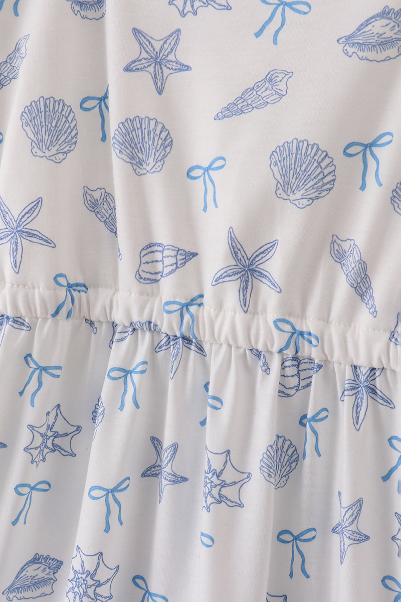 Blue Seashell Bow Mom&me Dress