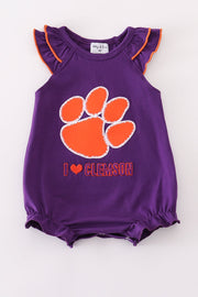Purple I Love Clemson Applique Ruffle Bubble