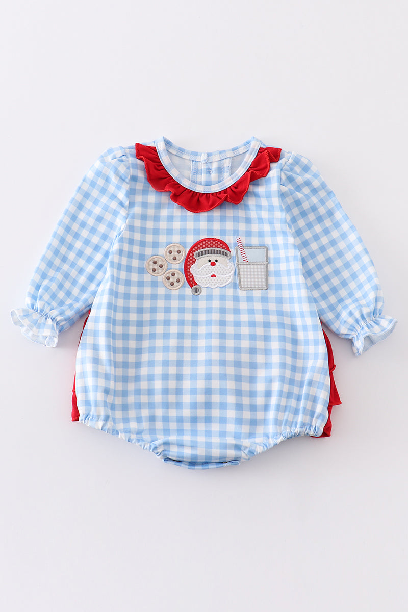 Santa Milk Cookies Applique Girl Bubble