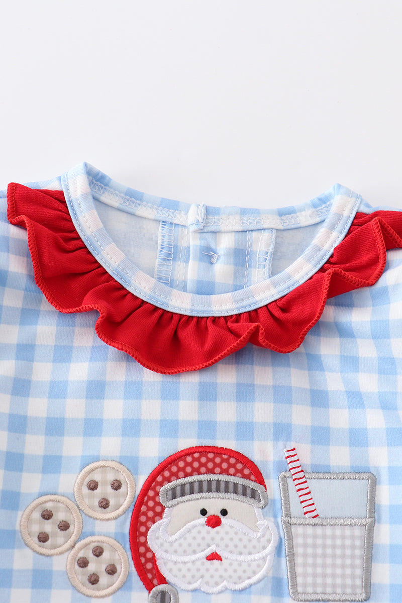 Santa Milk Cookies Applique Girl Bubble