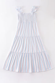 Crab French Knot Stripe Smocked Dress