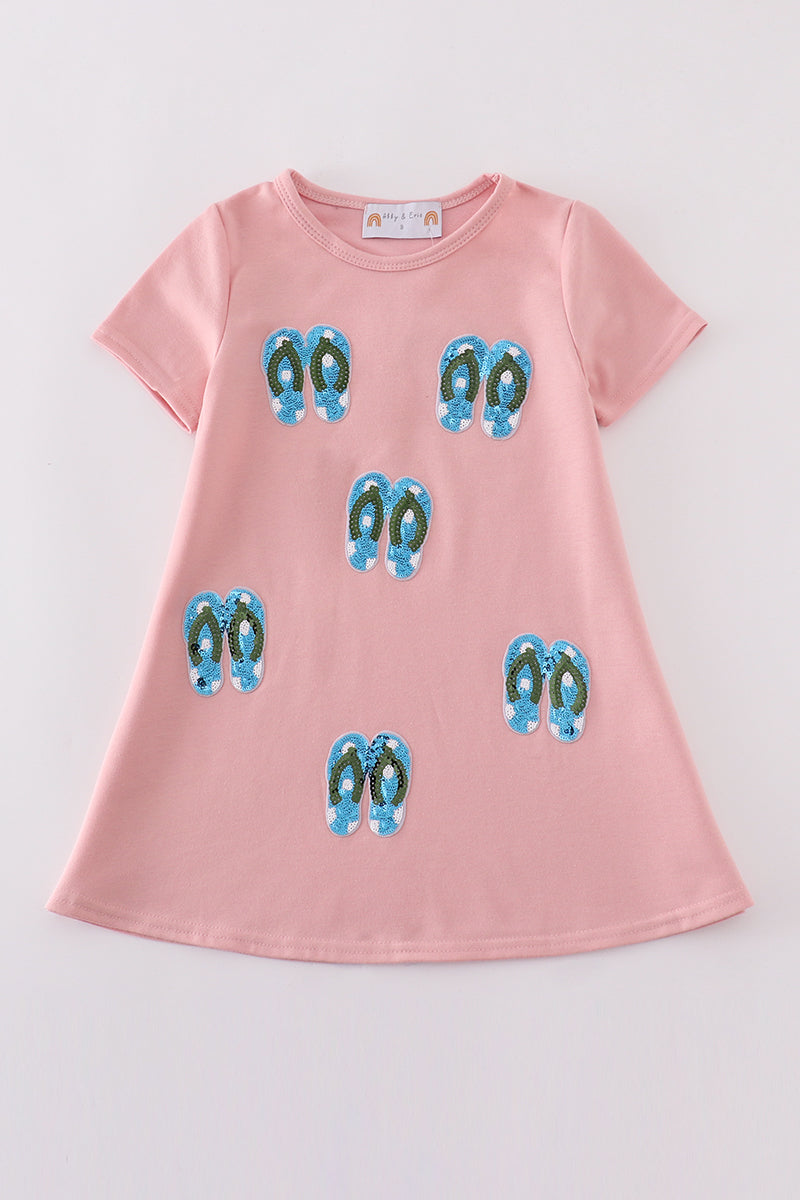Teal Slipper Sequin Mom&me Dress