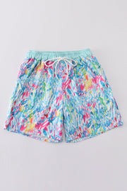 Mint Rainbow Splash Dad Swim Trunks