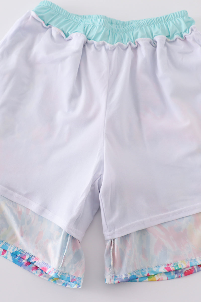 Mint Rainbow Splash Dad Swim Trunks