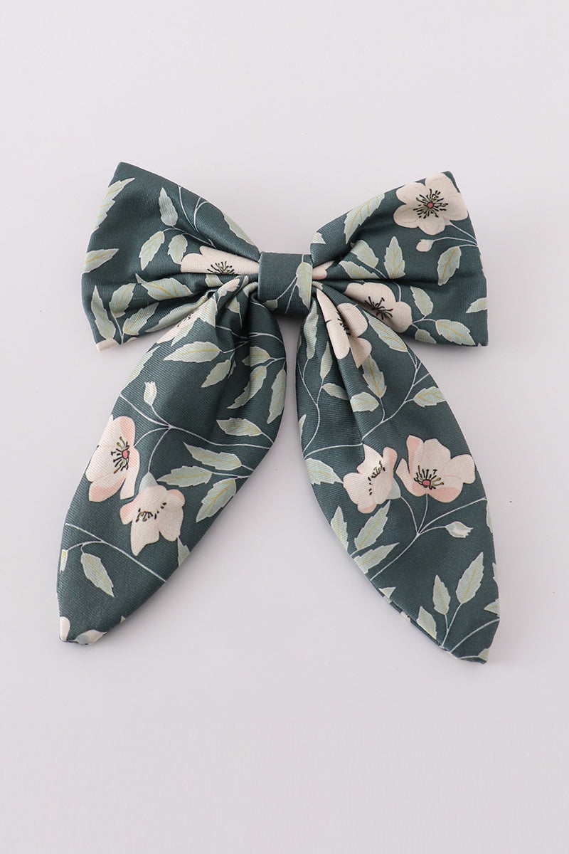 Green Forest Bloom Print Girl Sailor Bow